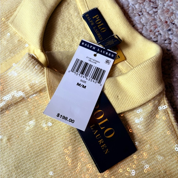 Ralph Lauren RARE NWT Sequin Yellow Polo Shirt - Picture 7 of 8